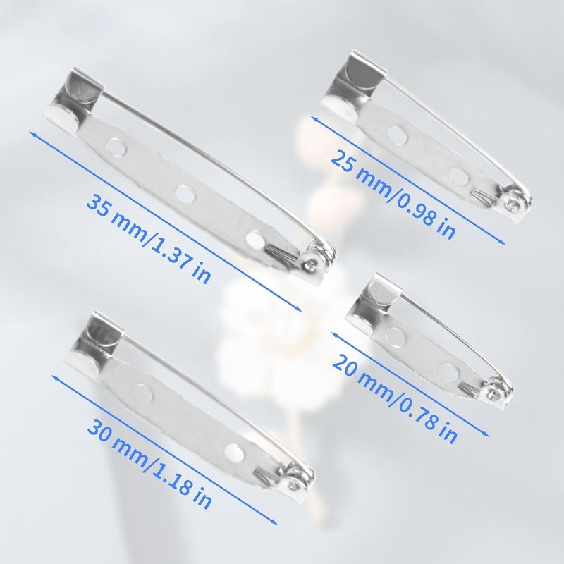 Pretwad 120pcs Brooch Pin Backs Kit - 4 Sizes Silver Bar Pins & Clasp Backings for Jewelry Making, Badges, Crafts, Name Tags and DIY Accessories - Image 2